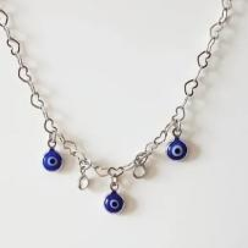 Choker Cristal/Olho Grego Azul Escuro