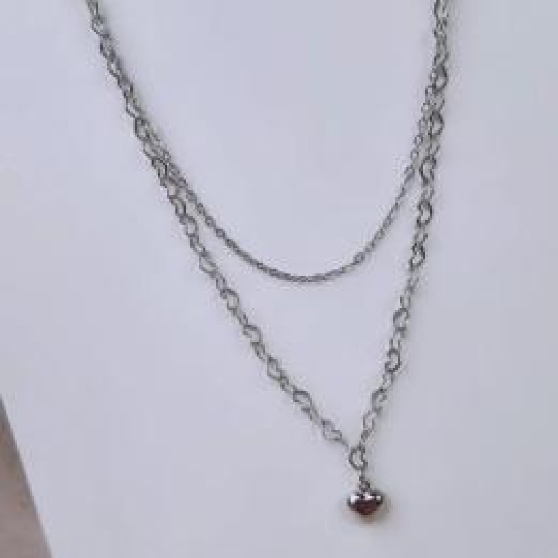 Choker Dupla Corrente de Coração com Coração 