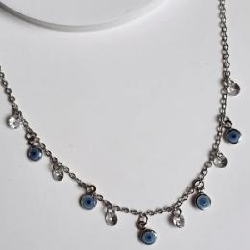 Choker Olho Grego e Zirconia Pendurada