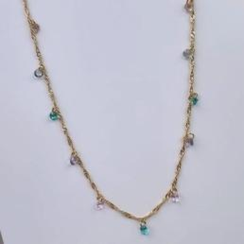 Choker Singapura com Zirconias Coloridas