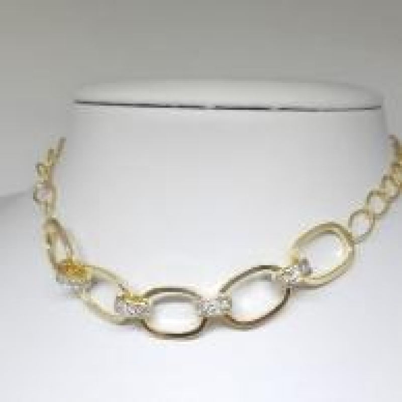 Choker Tubos com Elos cravejado de Zirconia