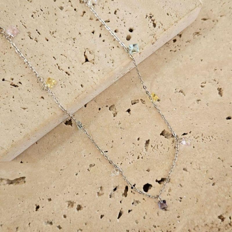 Choker Zirconias Quadradas Colorida