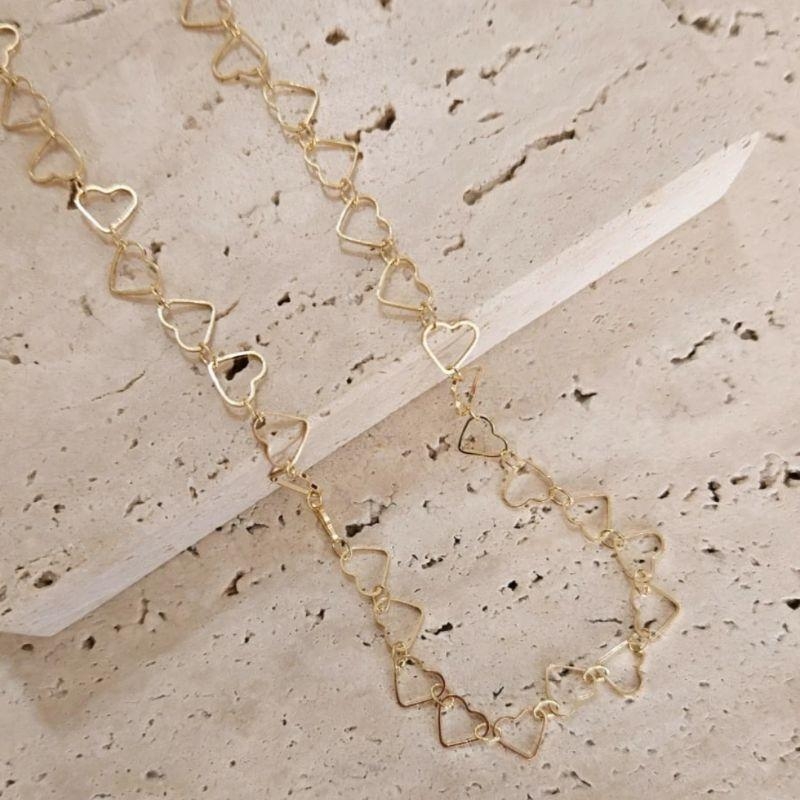 Gargantilha Corações Vazados 45cm