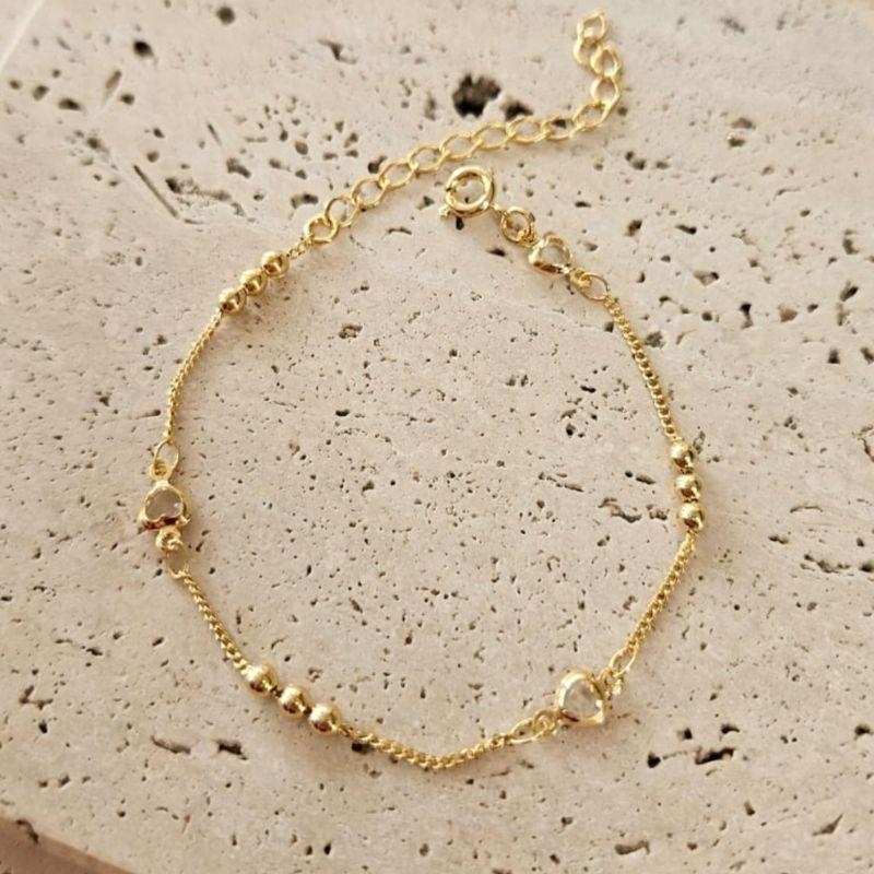 Pulseira Bolinhas com Coração 18cm