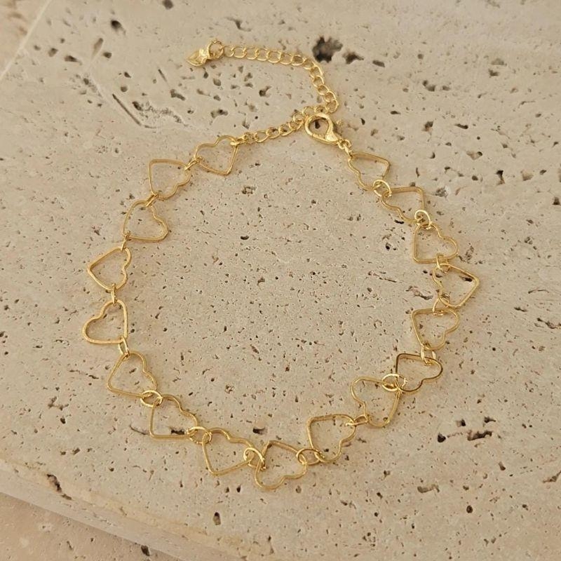 Pulseira Corações Vazados 16cm