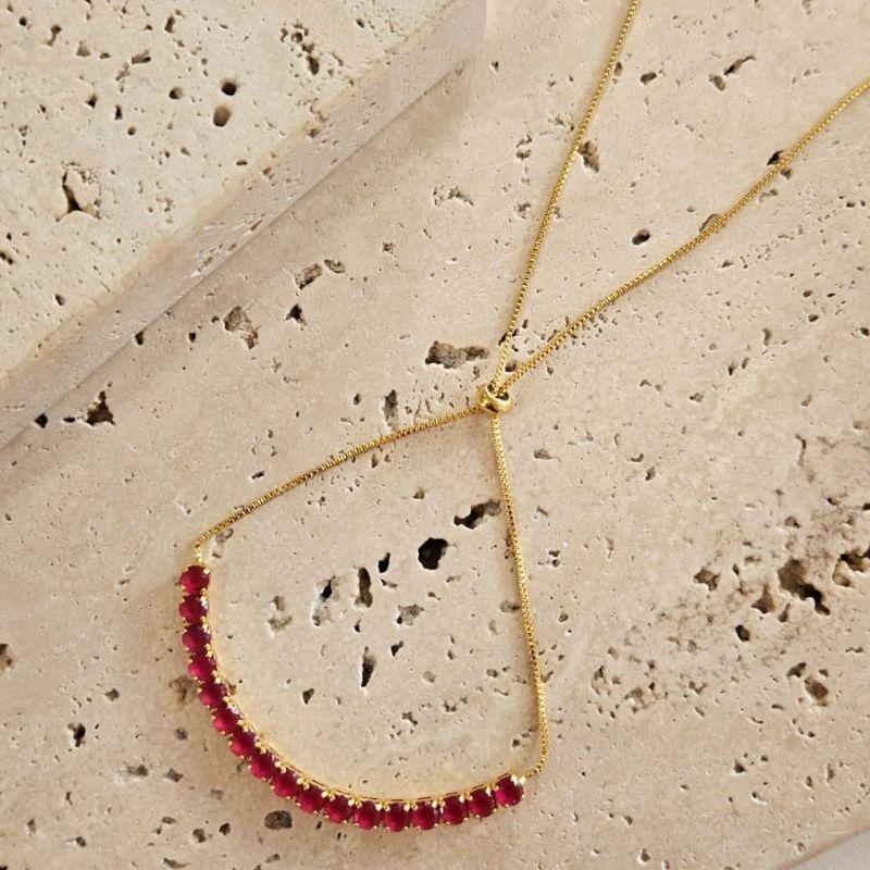 Pulseira Fio de Zirconias Rosa Gde Ajustável