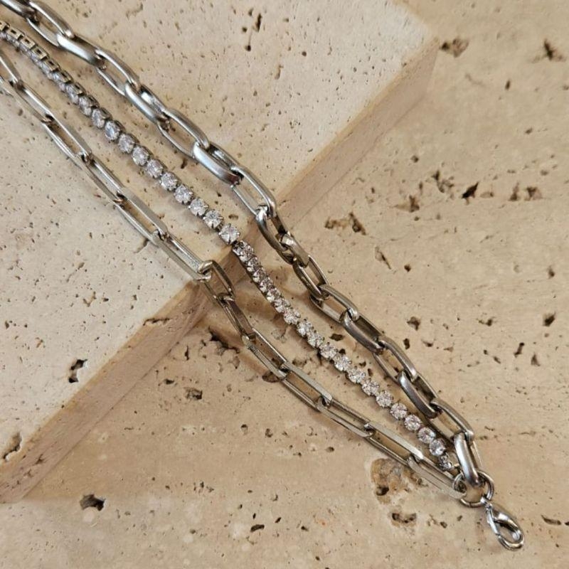 Pulseira Tripla Elos, Cartier, Zirconia