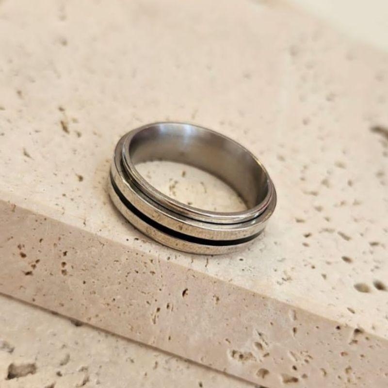 Anel Fio Preto Masculino Aço Inox