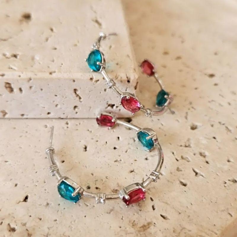 Brinco Argola Aberta Zircônia Candy Colors  R