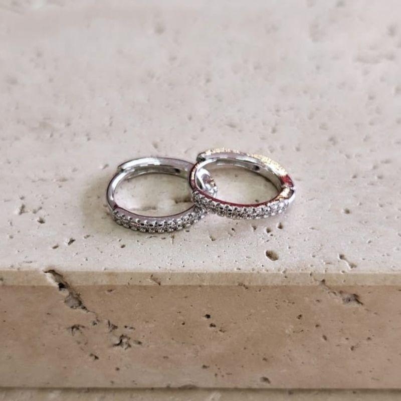 Brinco Argola Cravejada Fina Gde