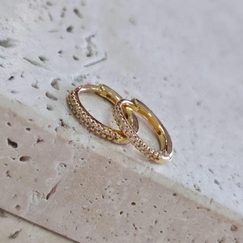 Brinco Argola Cravejada Fina Gde