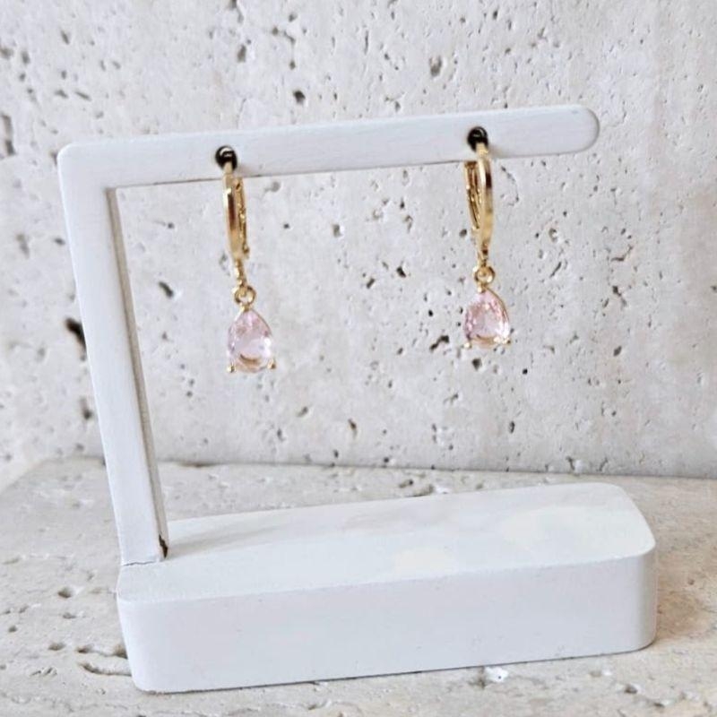 Brinco Argola Gota Rosa