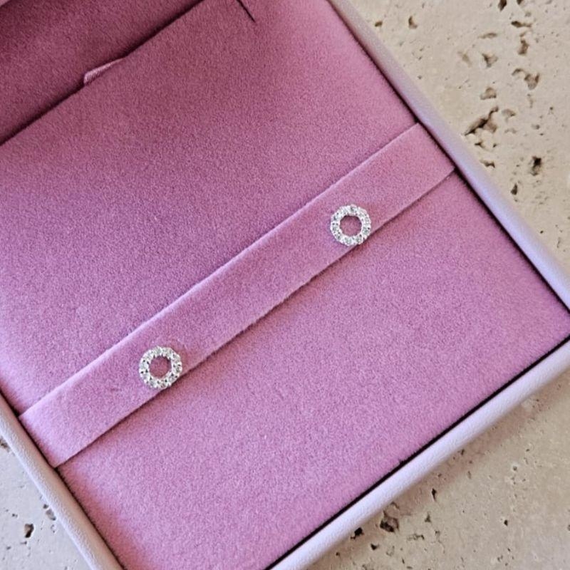 Brinco Circulo Cravejado Mini Prata