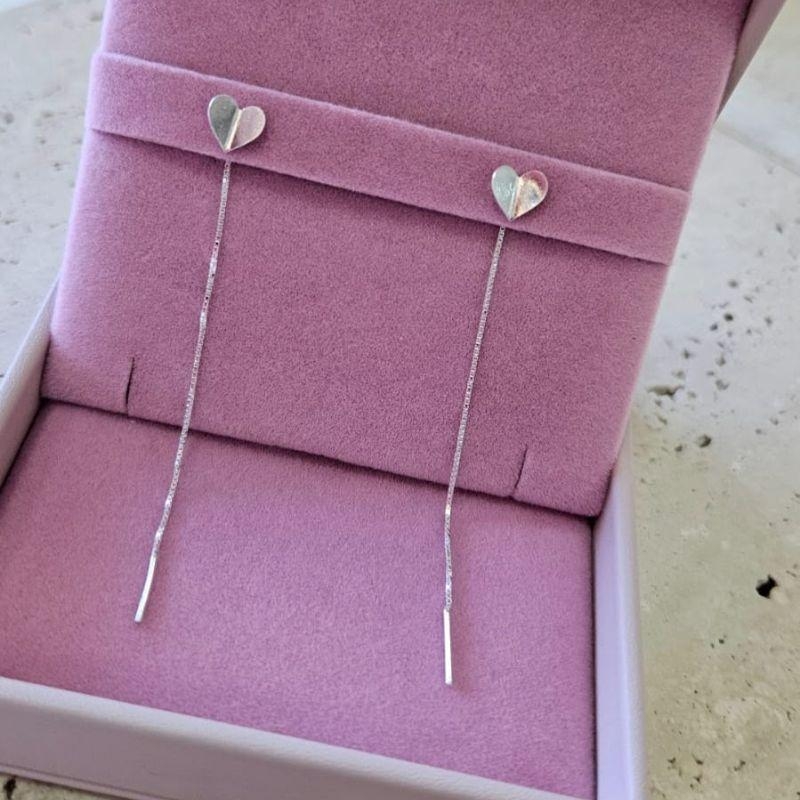 Brinco Fio Coração Prata