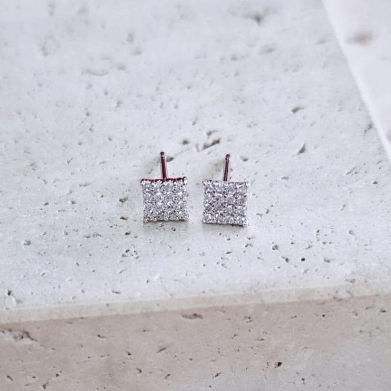 Brinco Quadradinho Cravejado