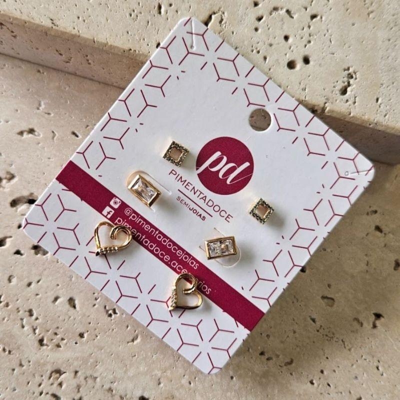 Brinco Trio Zirconias Mistas