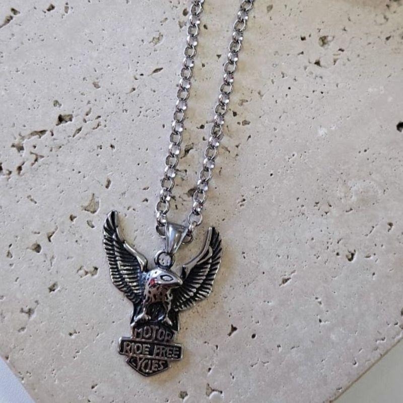 Colar Aguia Masculino 60cm Aço Inox