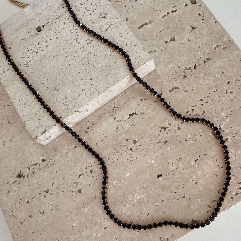 Colar Riviera Zircônia Negra 90cm