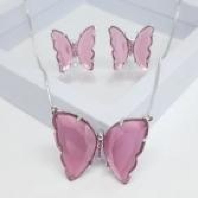 Conjunto Borboleta Pedra Fucsia R