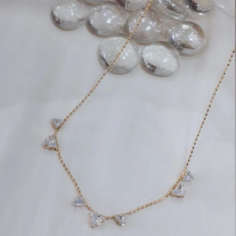 Conjunto Choker Bolinhas e Zirconia Triangulo