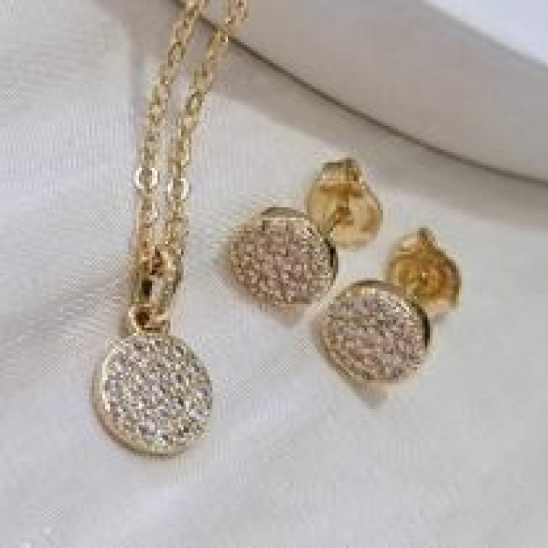 Conjunto Circulo Cravejado Cristal