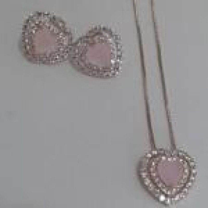 Conjunto Coração Cravejado Esmeralda/Safira