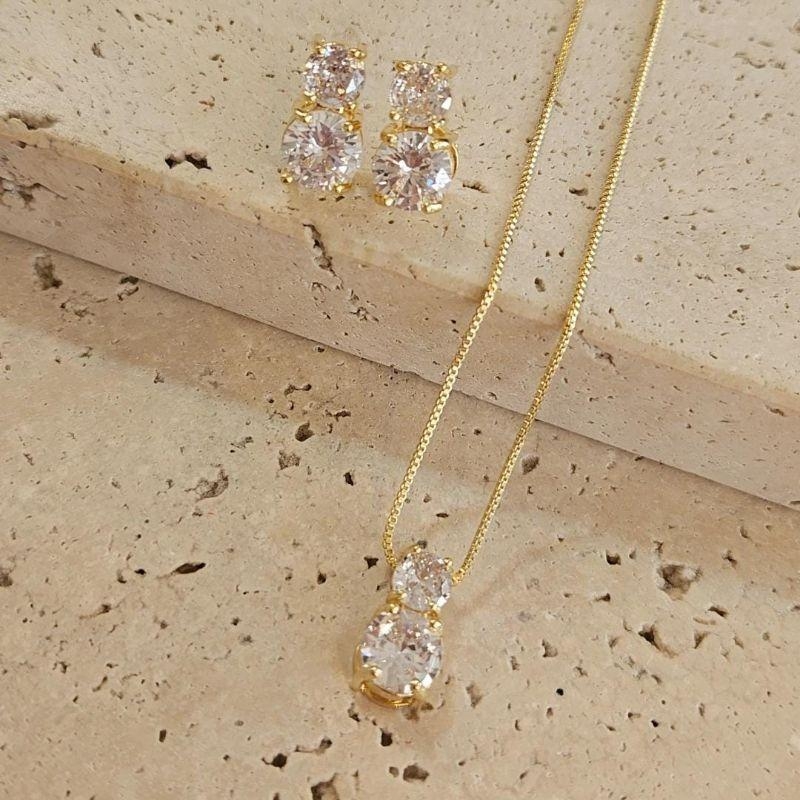 Conjunto Duas Pedras Cristal 45cm