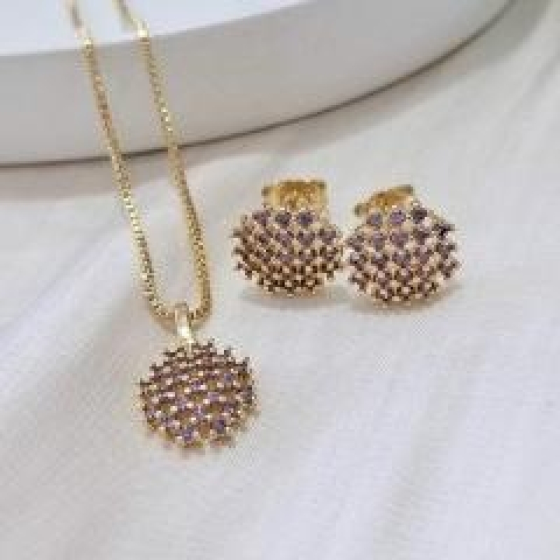 Conjunto Esferas Cravejado Lilas 