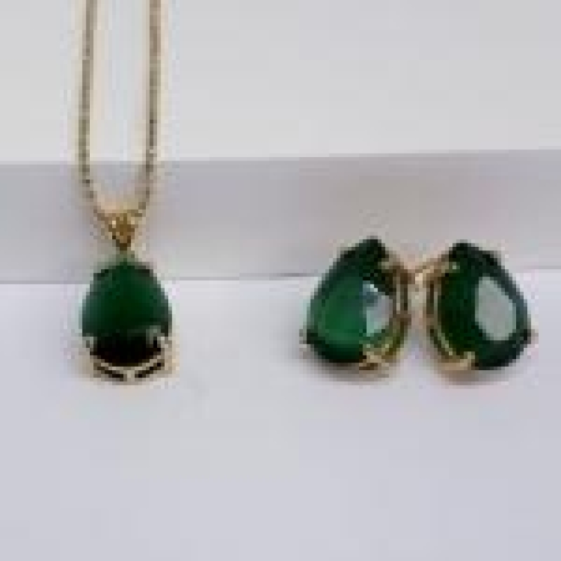 Conjunto Gota Calcedônia Verde