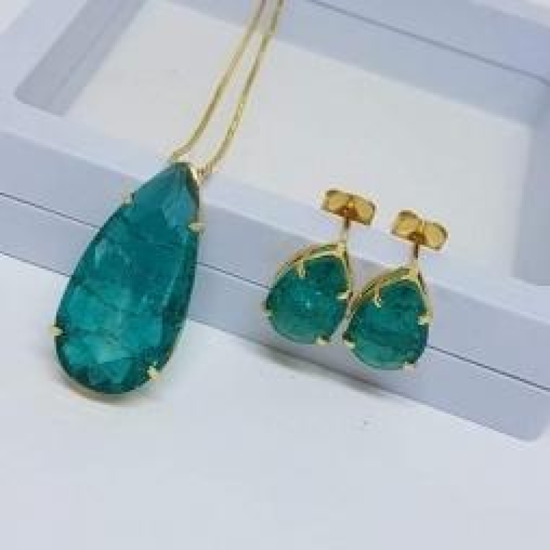 Conjunto Gota Pedra Fusion Colors