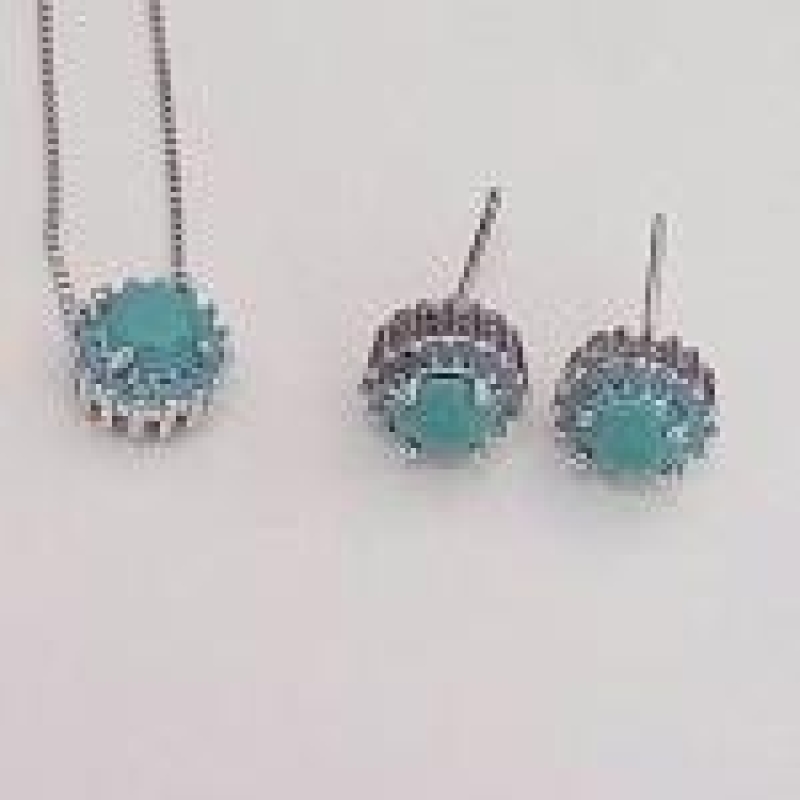 Conjunto Pedra Azul com Nano Turquesa