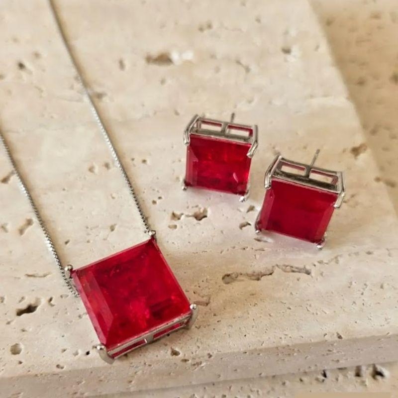 Conjunto Pedra Fusion Quadrada Vermelha 45cm