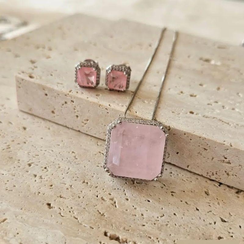 Conjunto Pedra Fusion Rosa 45cm