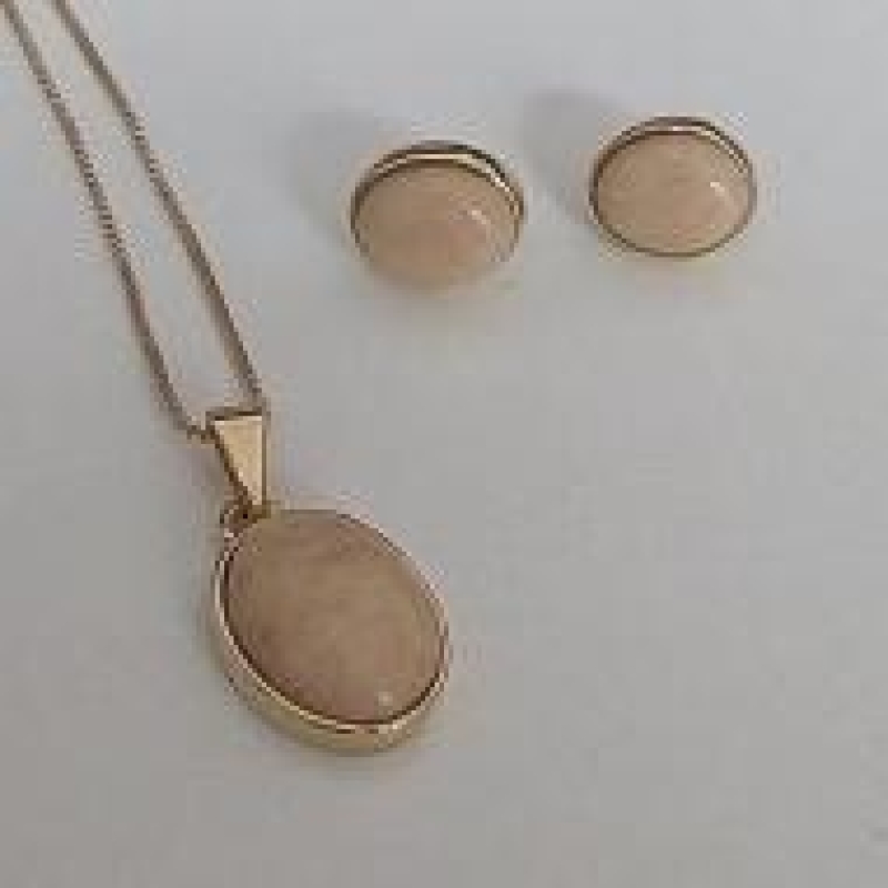 Conjunto Pedra Natural Amazonita Mel