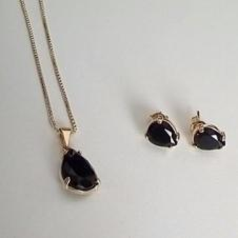 Conjunto Pedra Natural Preta