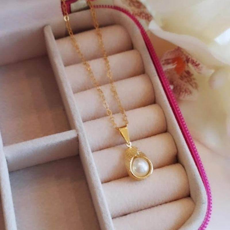 Conjunto Perola Com Aro Dourado