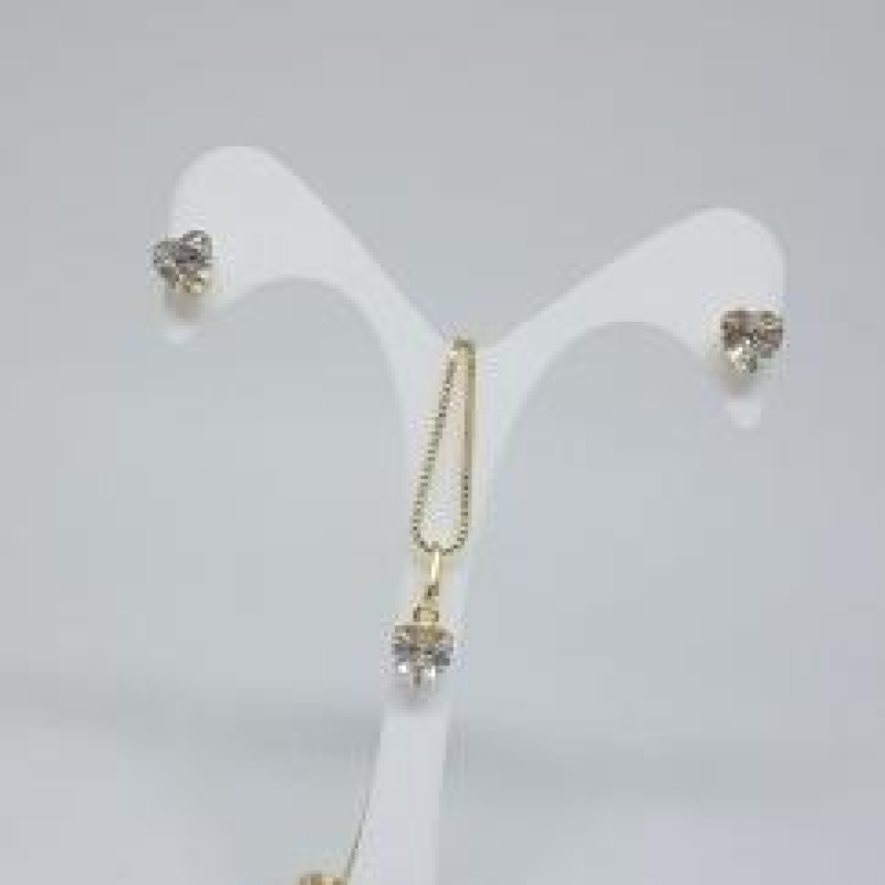 conjunto Ponto de Luz Coração Zircônia 45 cm