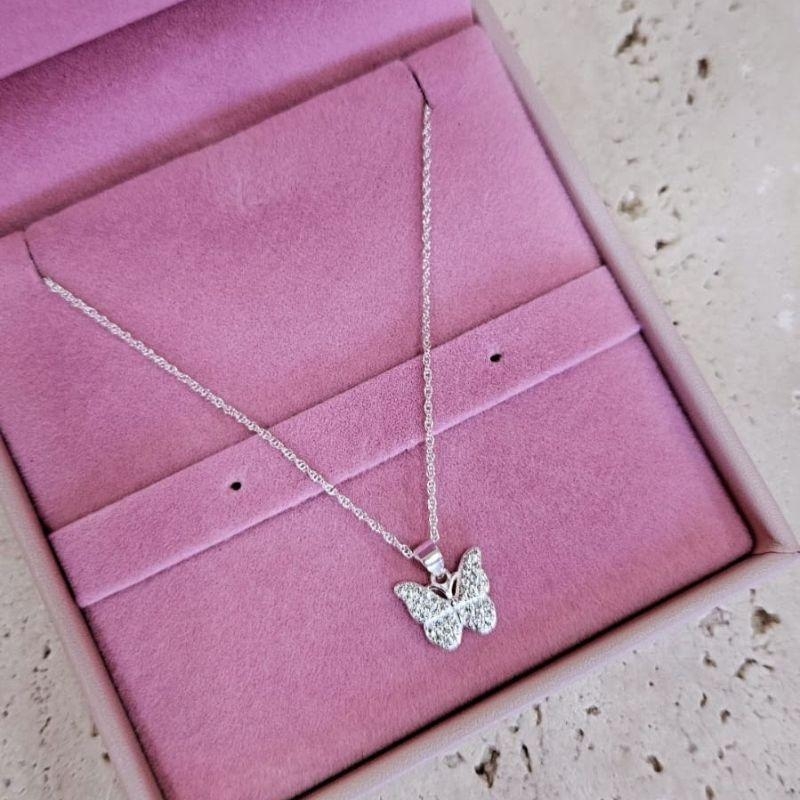 Gargantilha Borboleta Micro Zirconia 45cm