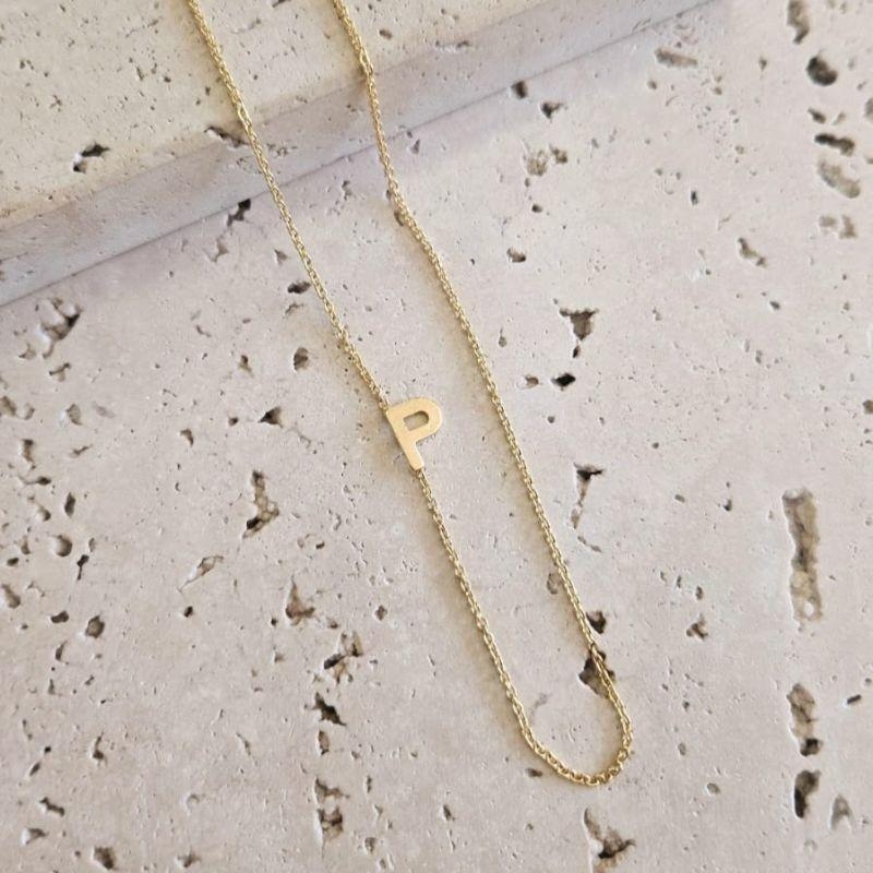 Gargantilha Letra P Tranversal 50cm