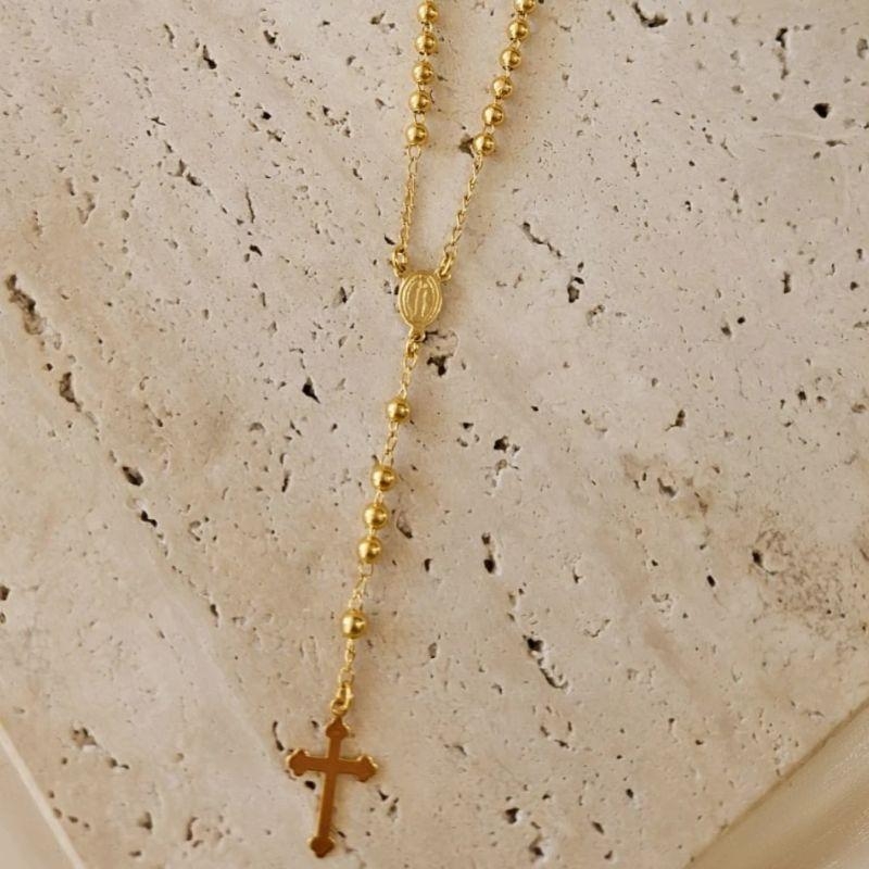 Gargantilha Terço Rosario Esferas 45cm