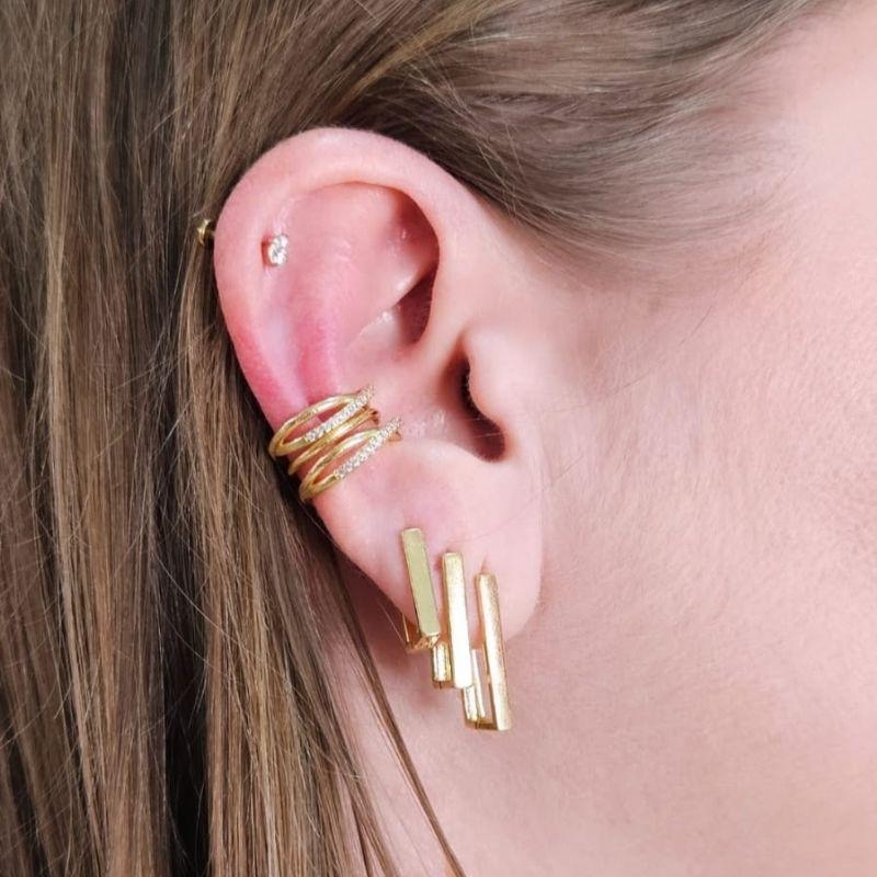 Piercing Trançado C/ Duas Linhas de Zirconia