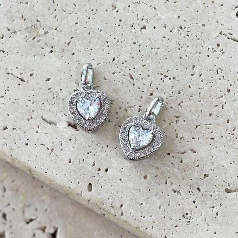 Pingente Coração Cravejado Duplo (1,0x1,0cm)