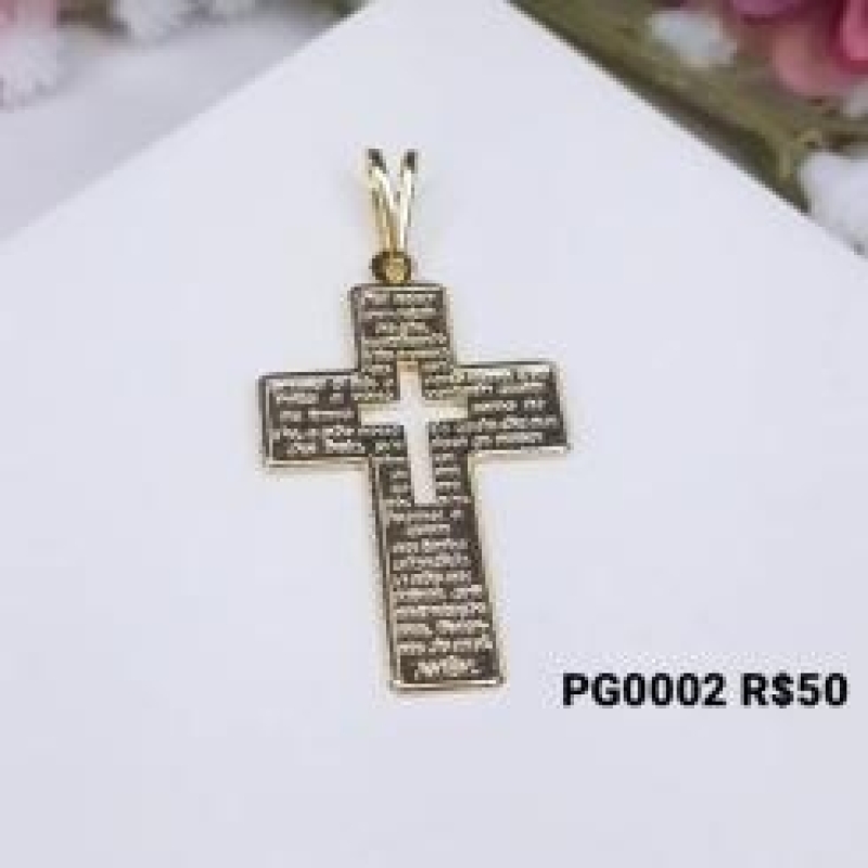 Pingente Cruz Pai Nosso Vazada 