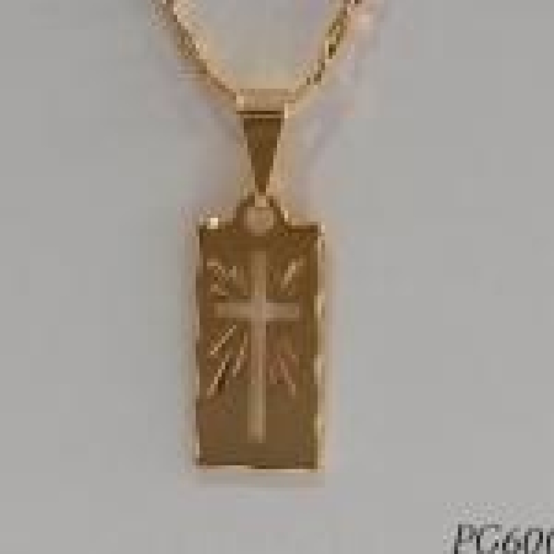 Pingente Placa Retangular Cruz Vazada 