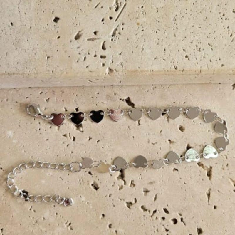 Pulseira Corações Chapinha 18cm