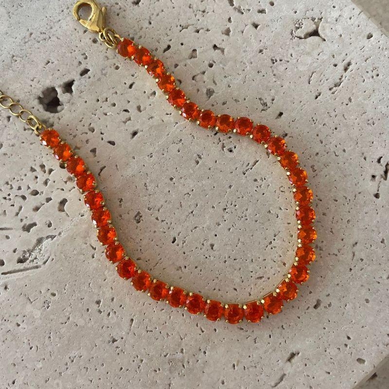 Pulseira Fio de Zirconia Laranja