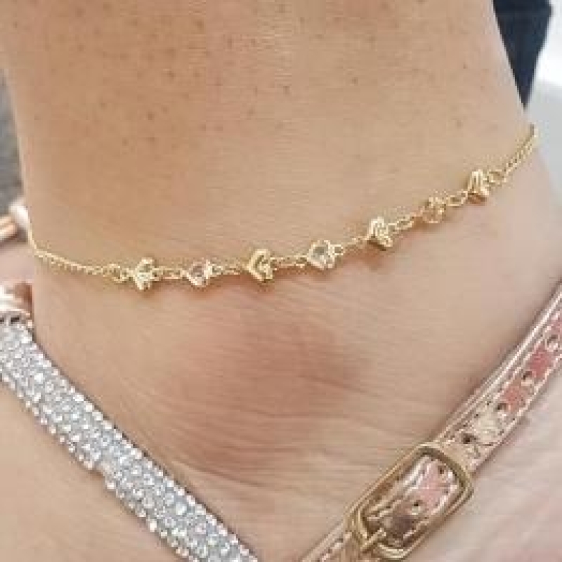 Tornozeleira Coração Cheio e Coração Zirconia