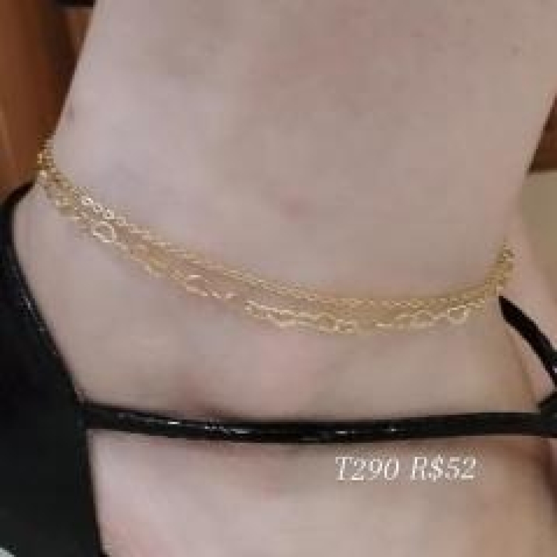 Tornozeleira Dupla Corrente Coração e Cadeado