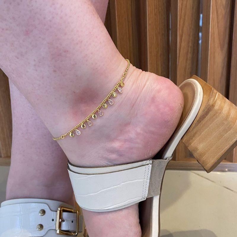 Tornozeleira Gota Zirconia e Chapinha