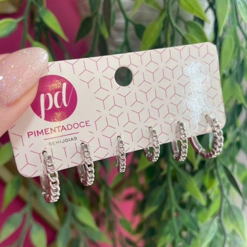 Trio de Argola Corrente Mini